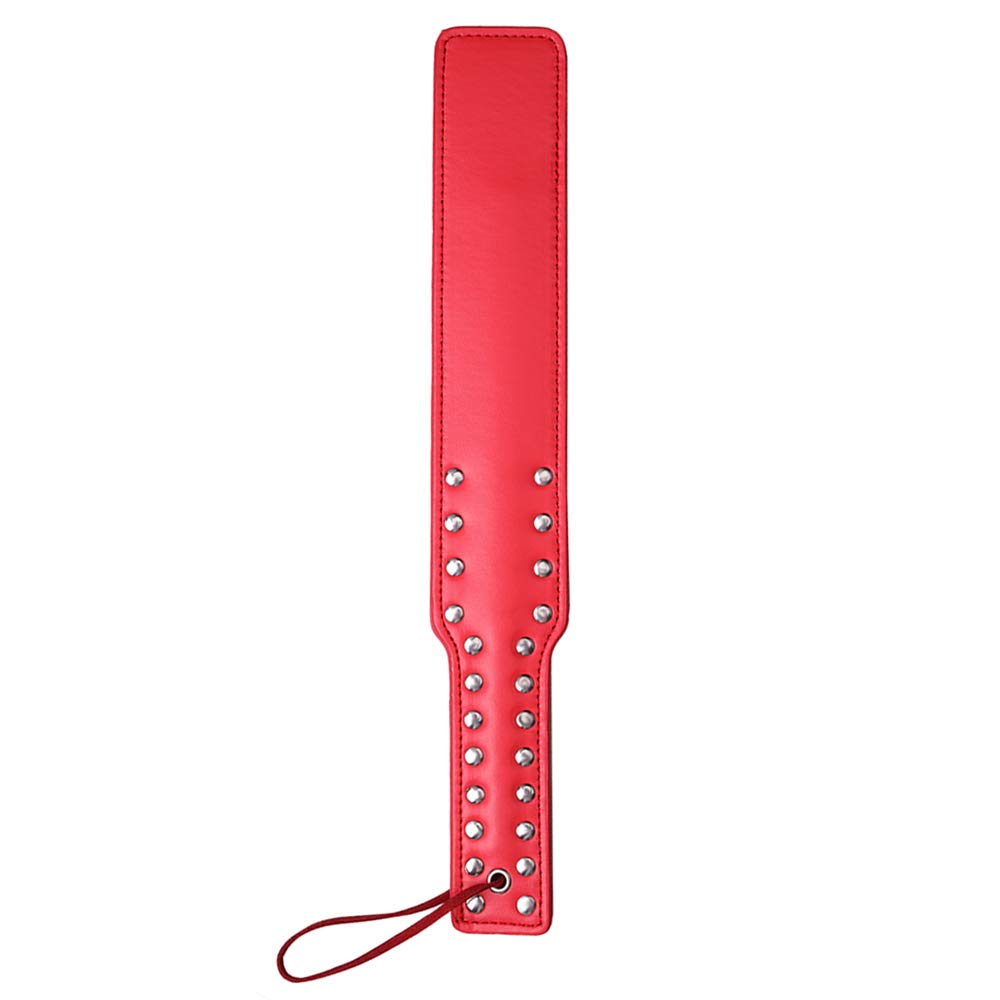 Quality Studded Spanking Paddles, 14.7inch Faux Leather Paddle for Adults Sex Play, Red