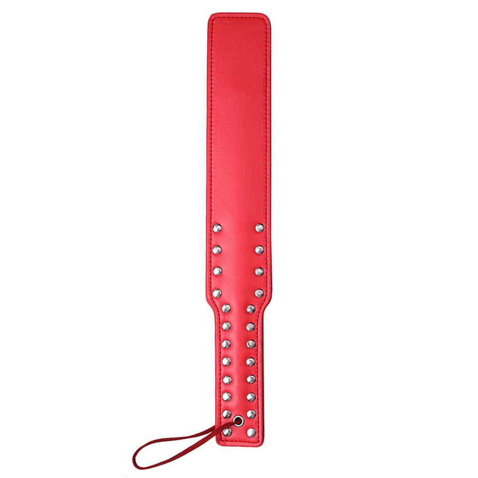 Quality Studded Spanking Paddles, 14.7inch Faux Leather Paddle for Adults Sex Play, Red