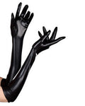 Luwint Women Sexy Wet Look Black Long Gloves for Costume Cosplay Photoshoot