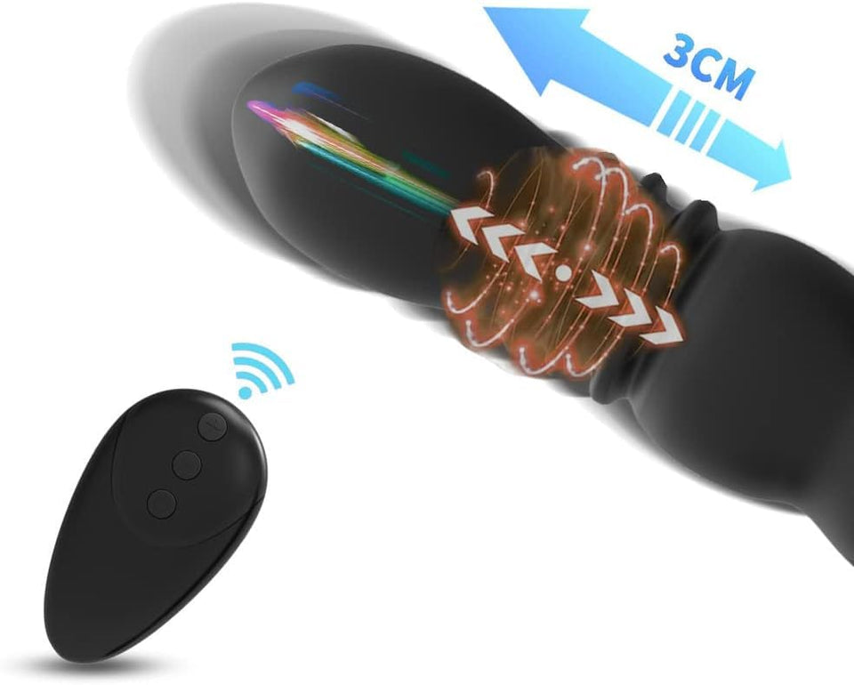 Thrusting Anal Vibrators with C-Ring Male Prostate Massager Adult Toy 10 Vibrating Modes Remote Control Anal Beads Butt Plug Dil