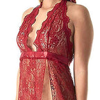 Dreamgirl Women'S Lace Gown And G-String Set, Garnet, Small