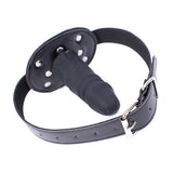 SM Realistic Penis Gag Sex Bondage Mouth Gag with Adjustable Leather Strap for Couple Restraint Set (Length: 10cm, Silver)