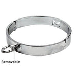 O Ring Metal Locking Collar - Davidsource Neck Collar with O Ring Magnetic Stainless Pin Restraint Gear BDSM Sex Toy