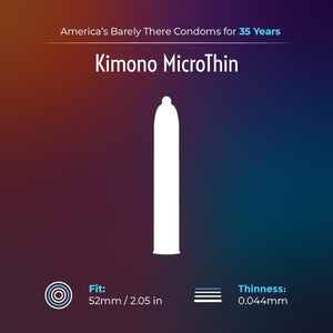 Kimono Microthin Condoms I Lubricated I Our Thinnest Condoms Ever I 5X Tested, Stronger, Reliable I Made With Odorless Premium Natural Latex I 12 Count