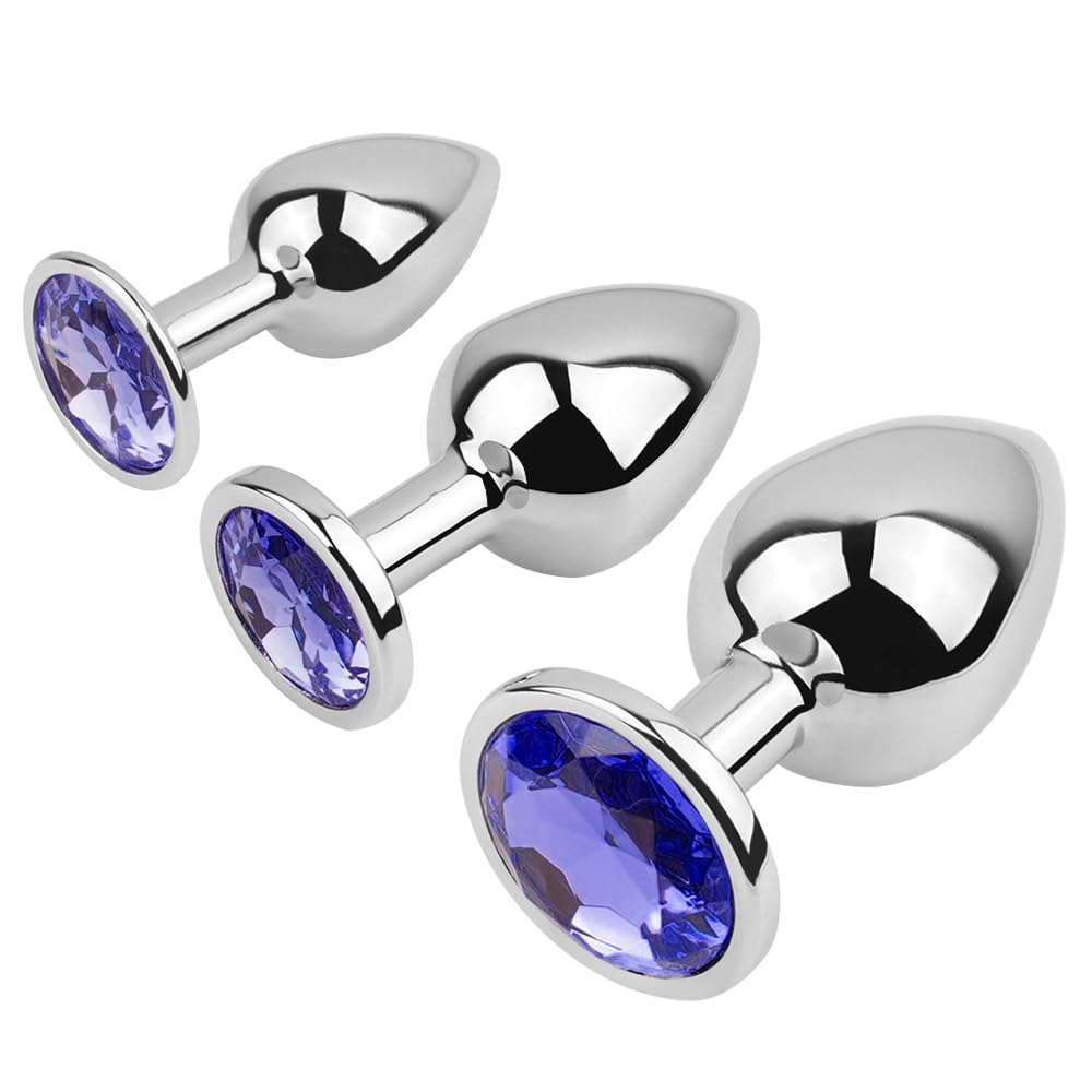 Anal Butt Plug 3Pcs Trainer Kit Metal Butt Plug Anal Trainer Toys Fetish Kinky Sex Love Games for Starter Beginner Men Women Cou