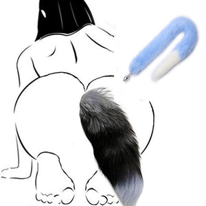 Ooiixx Butt Plug Fox Tail Cosplay Anal Plug Anal Butt Plug Adult Sex Toys for Beginner Women Men Couple (31 '' Blue)