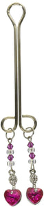 Bijoix De Cli Double Loop with Heart Charm & Fuchsia Beads, 0.8 Ounce