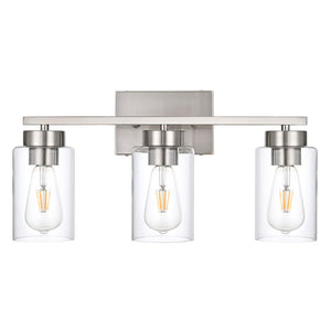 A1A9 3-Light Bathroom Vanity Light, Modern Brushed Nickel Wall Lights With Clear Glass Shades, Bathroom Wall Sconce Lamp For Mir