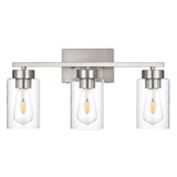 A1A9 3-Light Bathroom Vanity Light, Modern Brushed Nickel Wall Lights With Clear Glass Shades, Bathroom Wall Sconce Lamp For Mir