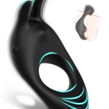 Vibrating Cock Ring with Rabbit Design, Rechargeable Penis Ring Vibrator with 9 Vibration Modes, Erection Pleasure Enhancing Men
