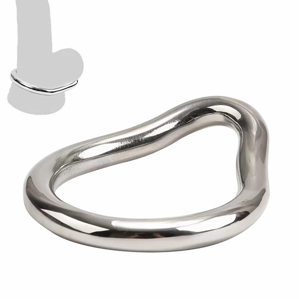 SeLgurFos Penis Ring Stainless Steel Curved Cockrings 7 Different Sizes of Erection Ring Metal Testicle Rings Male Sex Toys Adul