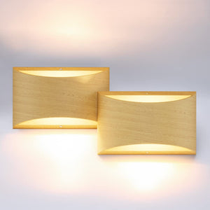 Aipsun Aluminum Modern Led Wall Sconce Hardwired Interior Wall Lights Set Of 2 Wood Texture Up And Down Wall Mount Light For Liv
