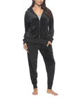 Felina Womens 2 Piece Velour Track Suit, Hoodie and Jogger Lounge Set (US, Alpha, Small, Regular, Regular, Black)