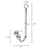 Anal Hook, Stainless Steel Double Balls Rope Hook with Ring, Bondage Fetish Toy for Unisex Adult