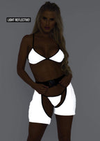 3 Pc Reflective Bikini Top, G-String Panties, And Buckle Biker Chaps.