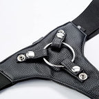 Shots America Ouch! Realistic Rubber Strap-On With Elastic Straps, Black, 6 Inch