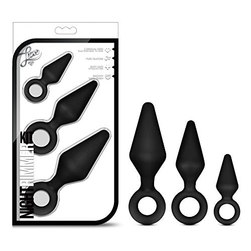 Blush  Luxe Anal Butt Plug Beginner Training Kit Three Sizes Platinum Silicone Buttplugs Sex Toy  Black