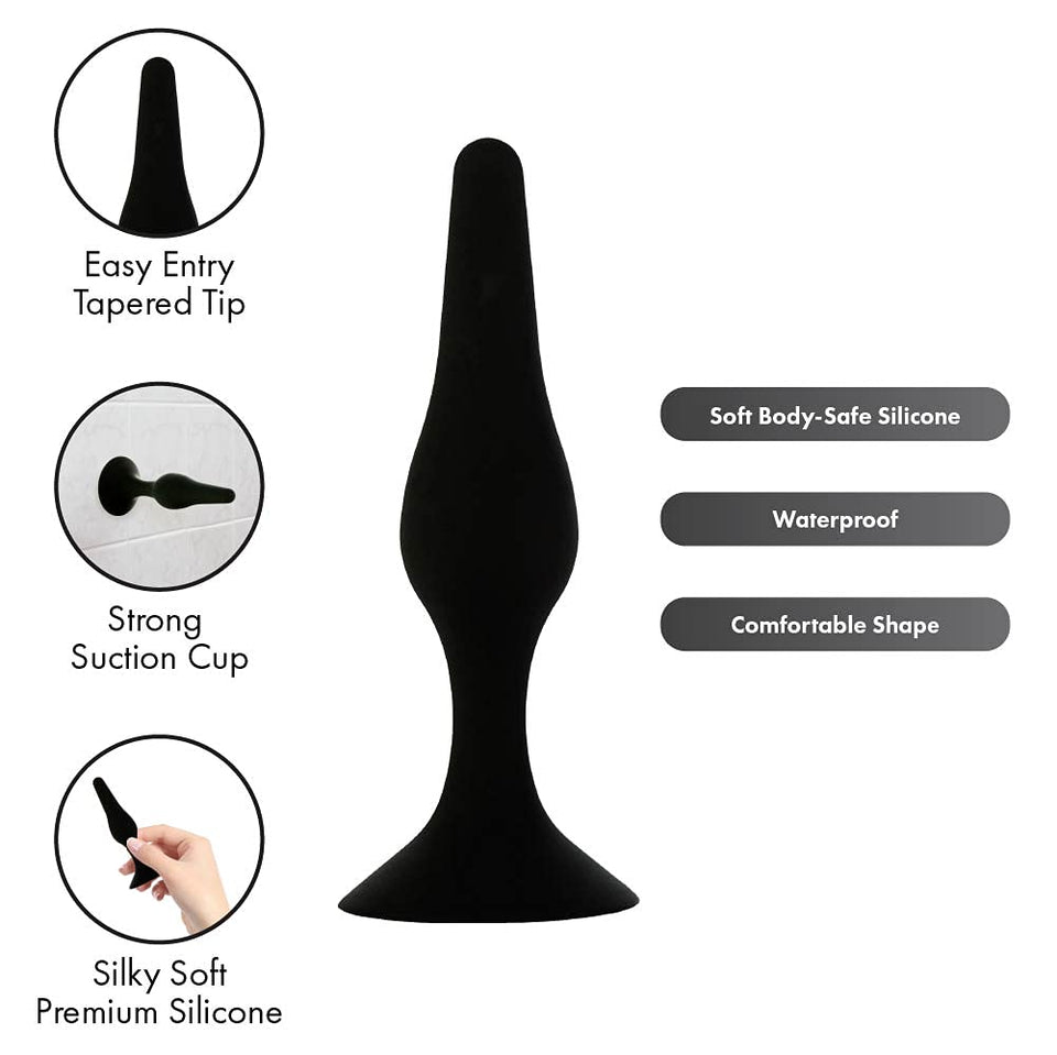 Pure Love Silicone Anal Butt Plug 4.5'', Adult Sex Toy, Classic Sex Toy, Black