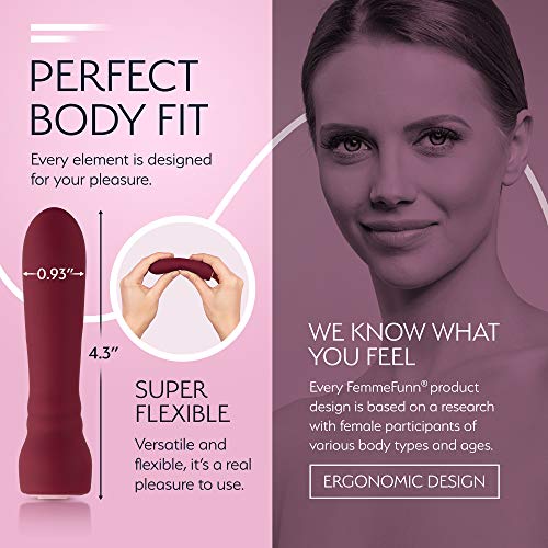Femme Funn Booster Bullet Vibrator - 20 Powerful Modes Usb Rechargeable & Whisper Quiet Bullet Massager Vibrators For Women (Maroon)