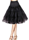 Modeway 1950s Crinoline Petticoats Vintage PuffyTulle Skirts Under Skirt Half Slips For Women Dresses Black,S