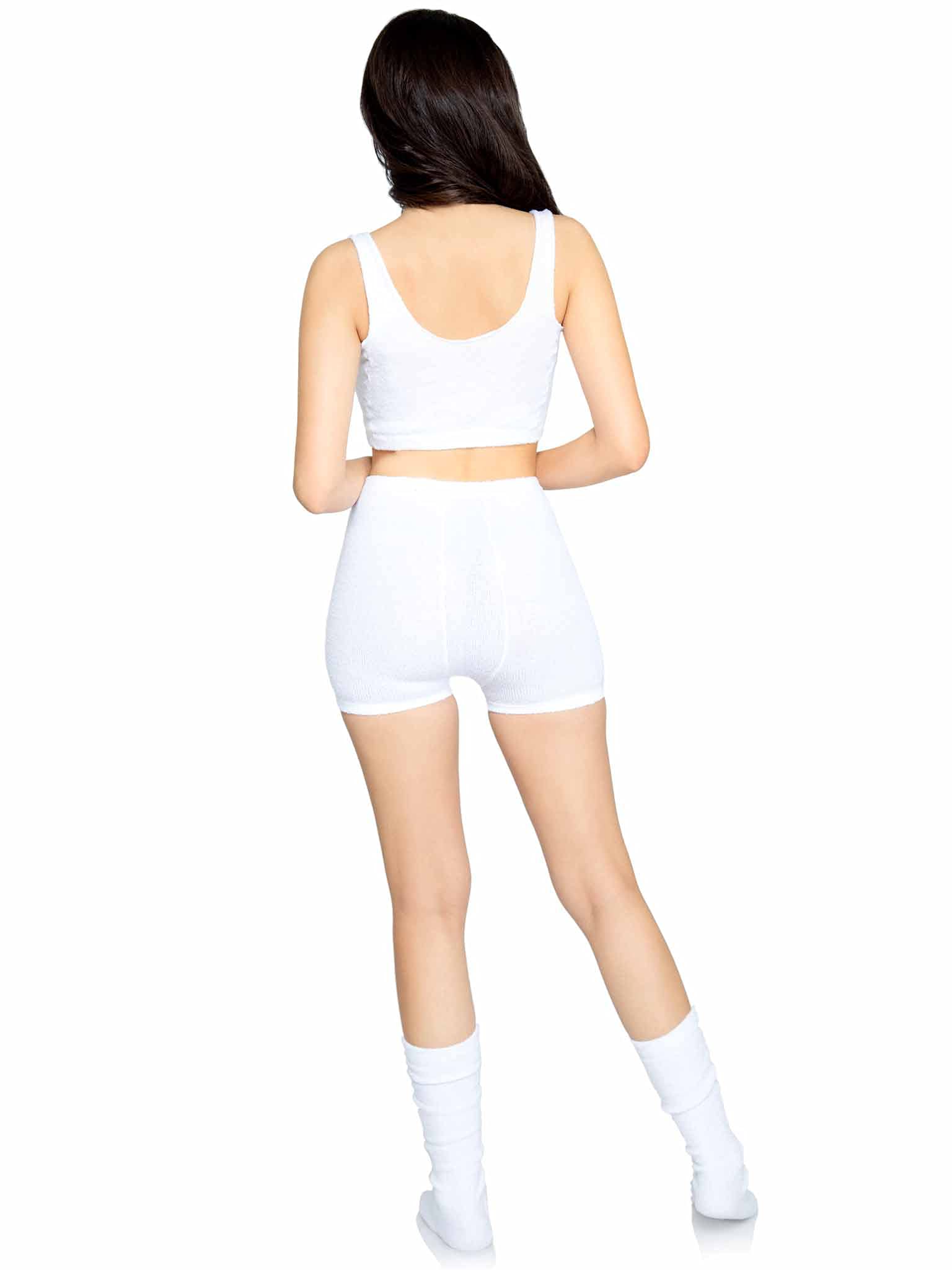 3 Pc Ultra-Soft Cozy Knit Cropped Tank, Boyshort, And Matching Knee Socks.