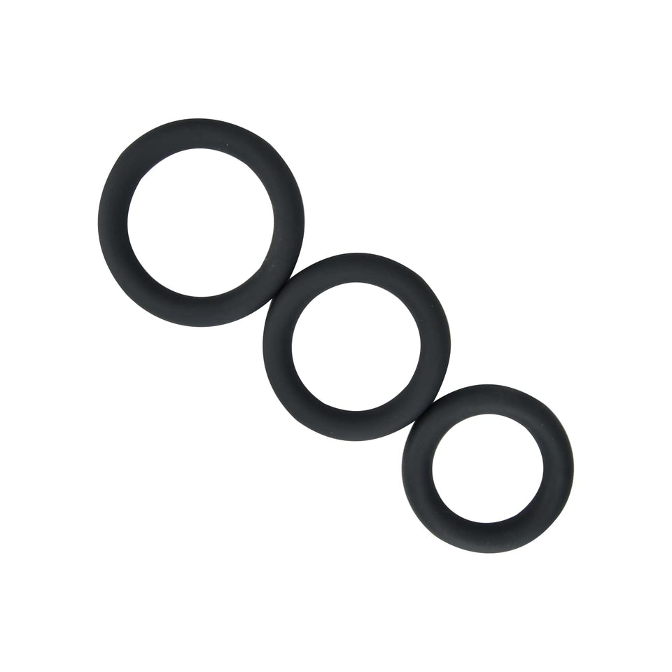 Loving Joy Thick Silicone Cock Rings 3 Pack Grey