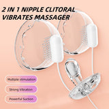 Nipple Clamps with Clitoral G Spot Dildo Vibrator 2 in 1 Nipple Clips for Women Sex Pleasure Dual Stimulation for Nipples and G-