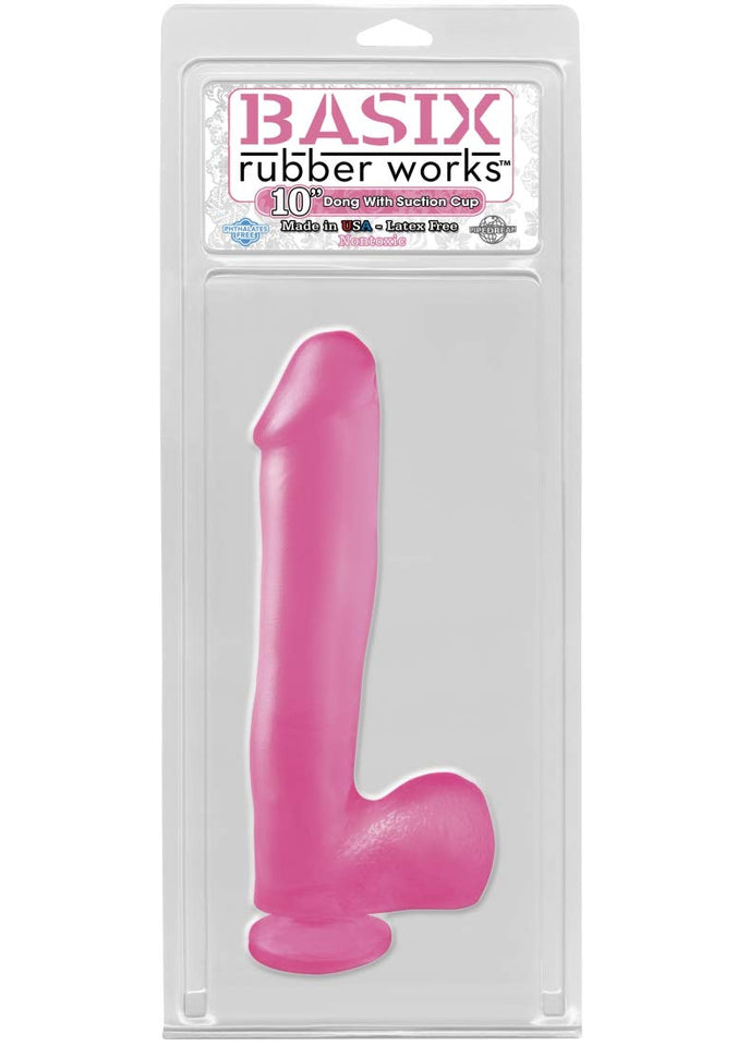 Basix 10-Inch Suction Cup Dong, Pink