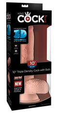 King Cock Plus 10 Triple Density Cock Dildo with Balls - Light Flesh