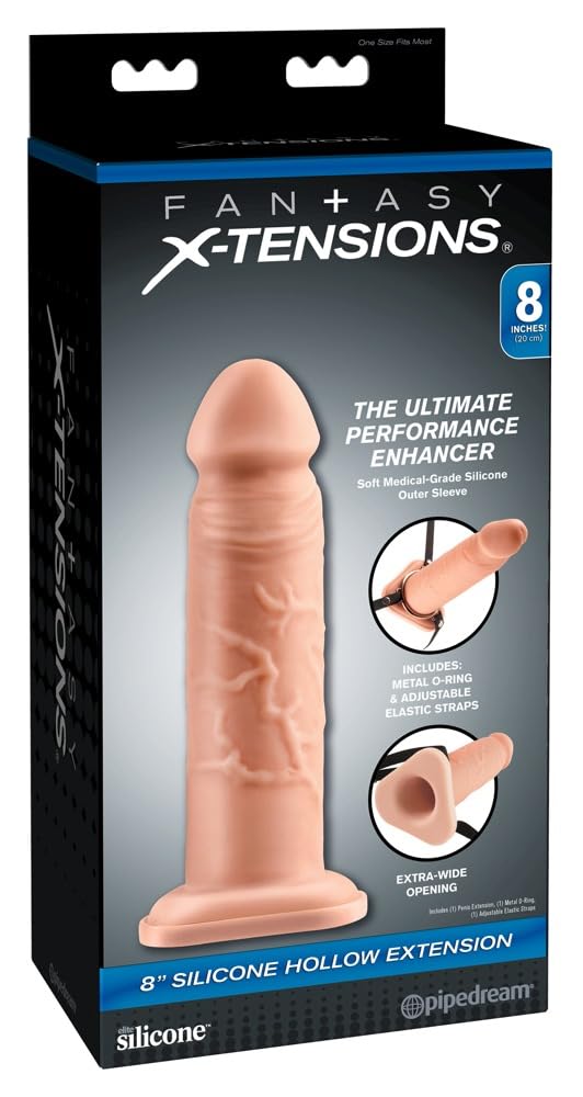 Pipedream Fantasy X-Tensions 8 Silicone Hollow Extension, Flesh