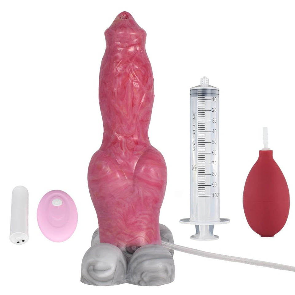 Realistic Vibrator Squirting Dog Dildo 10 Vibration Modes, 6.9 Inches Silicone Vibrating Dildos Big Knot Dildo Vibrator with Rem