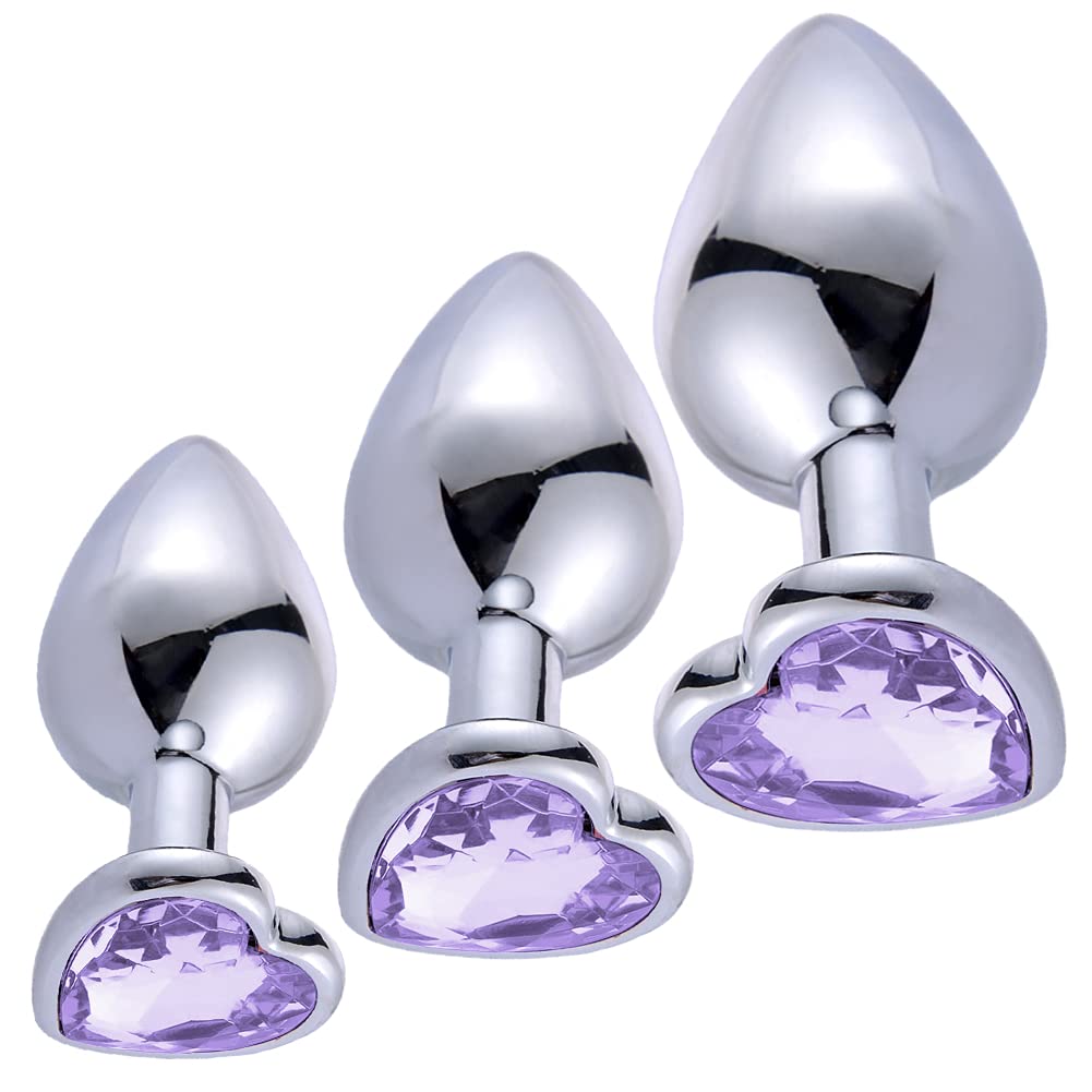 Anal Plugs Set Metal 3 PCS Butt Plug Anal Trainer Kit Women Men Sex Toys Heart Shaped Jewelry Valentine 's/Birthday Gift for Beg