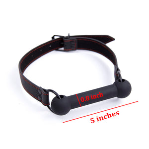 CLROY Leather Bondage Toys Faux Leather Open Mouth Gag with Silicone Bar, Bondage Restraints Bite Gag Adult Sex Toys (Color-1)