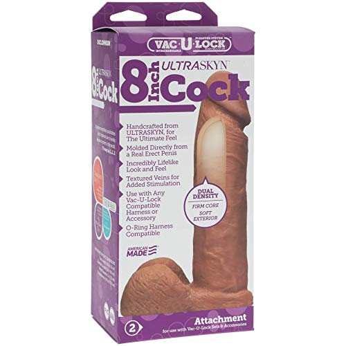Doc Johnson Vac-U-Lock - The Realistic Cock - Ultraskyn - 8 Inch - F-Machine And Vac-U-Lock Harness Compatible Dildo - Caramel
