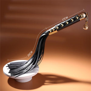 Sex Whip 16.5'' PU Leather Riding Crop, Gold Riveting and Black BDSM Whip Floggers Whip Flirting Fantasy Sex Toys Whips and Padd