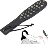 Pfylinqo Studded Spanking Paddle for Adult BDSM, Slut Paddle Sex Play with Safe Single Sided Rivets, Adult Sex Leather Paddle Fl
