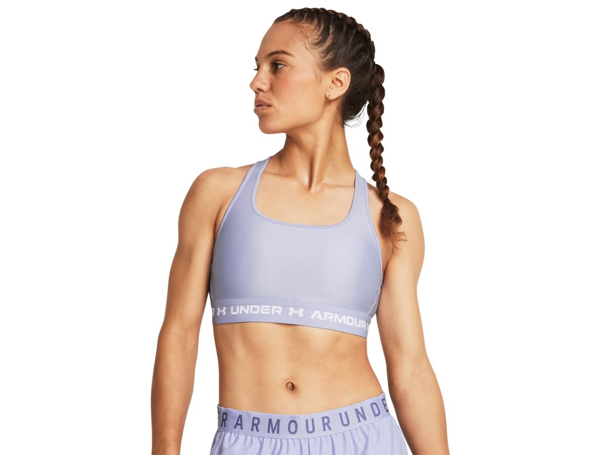 Under Armour Womens Crossback Mid Impact Sports Bra, (539) Celeste/Celeste/White, X-Small
