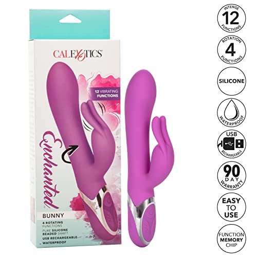 Calexotics Enchanted Bunny Massager - Waterproof Vibrator Toys For Couples - Adult Sex Clitoral G Spot Rabbit Massager - Purple