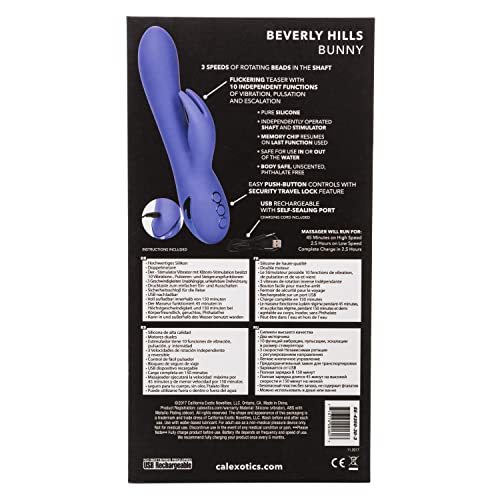Calexotics California Dreaming Beverly Hills Bunny - Silicone Rabbit Vibrator - Waterproof Clitoral Sex Toys For Couples - 10 Vi