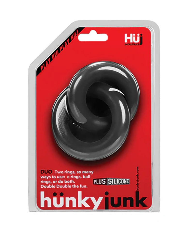 Blue Ox Designs Oxballs 73007: Hunkyjunk Duo Linked Cock/Ball Rings, Tar