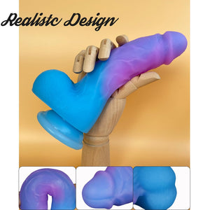 8 Inch Realistic Thick Silicone Dildo Adult Sex Toy for Women,Colorful Flexible G-spot or Anal Stimulator with Suction Cup for H