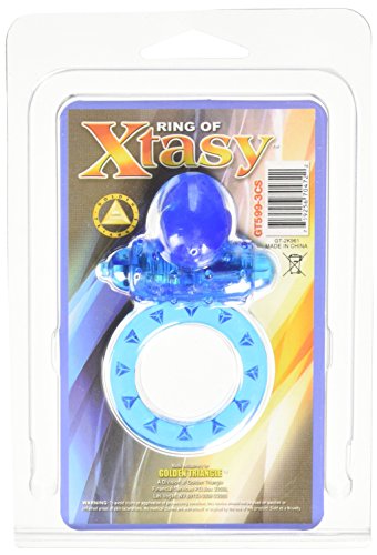 Golden Triangle Ring Of Xtasy Bear Series Vibrating Silicone Penis Ring, Blue