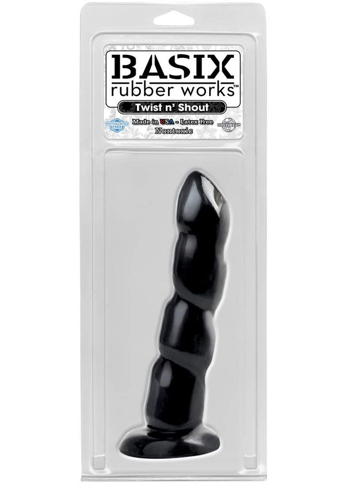 Basix Rubber Works 8-Inch Twist N Shout With Suction Cup Dong Black