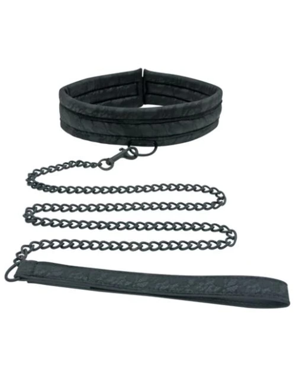 Lace Collar And Leash Restraint For Bdsm, Bondage And Power Play Black