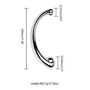 MEYILA Double-Ended Dildo, Massage Wand Sex Anal Plug G Spot Metal Anal Bead, Solid Metal Curved Dual Ended Masturbation Adult S