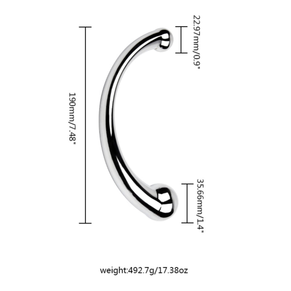 MEYILA Double-Ended Dildo, Massage Wand Sex Anal Plug G Spot Metal Anal Bead, Solid Metal Curved Dual Ended Masturbation Adult S
