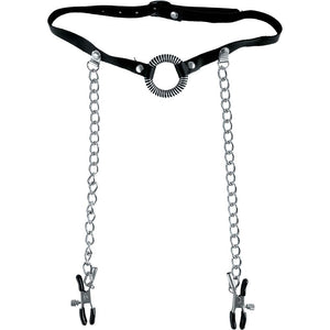 Ffle O Ring Ball Gag & Nipple Clamps