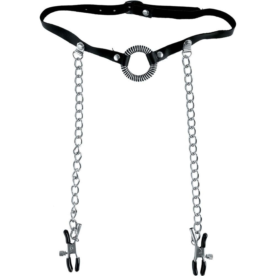 Ffle O Ring Ball Gag & Nipple Clamps