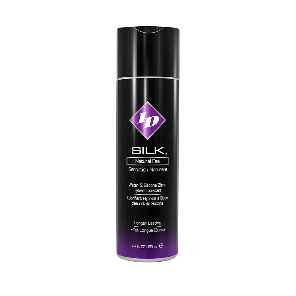 ID Lubricants Silk Personal Lubricant - Water and Silicone Based Lube, 4.4 Fl Oz Bottle, Creamy White, (SLK-04)