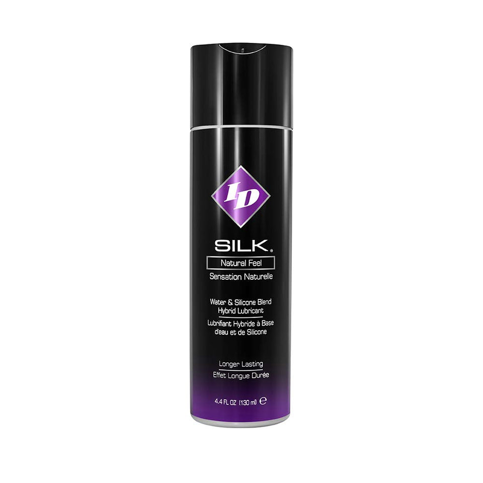 ID Lubricants Silk Personal Lubricant - Water and Silicone Based Lube, 4.4 Fl Oz Bottle, Creamy White, (SLK-04)